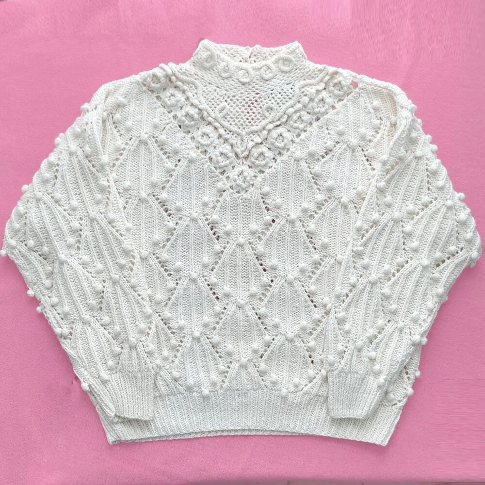 Vintage Bobbled Cotton Sweater by Design Zone Two 1989 - Picture 2 of 11